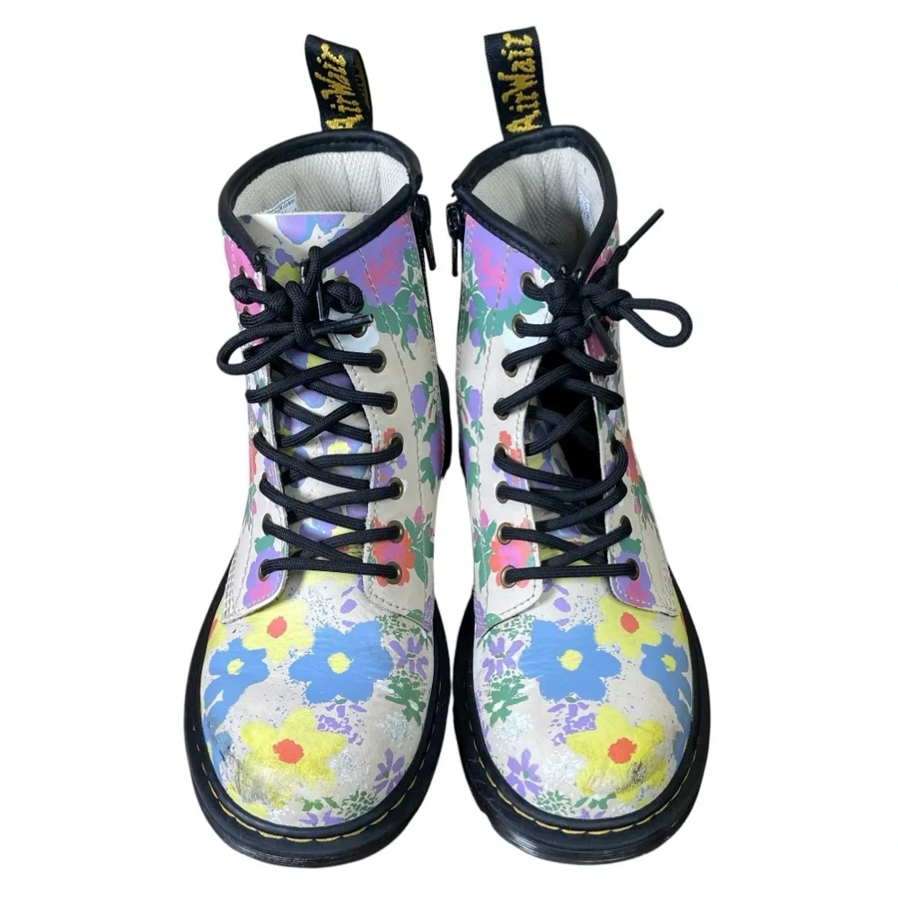 Dr. Martens Junior 1460 Multicolor Floral Mash Up Combat Boots Size 3